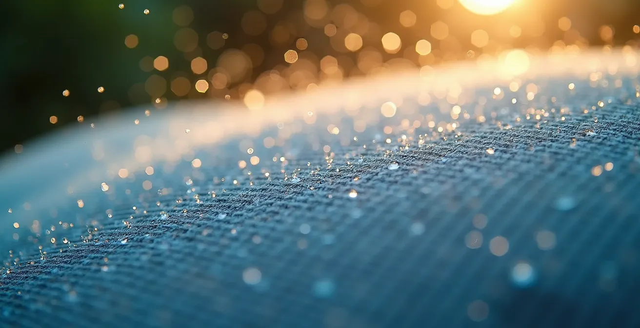 Application d'un traitement hydrofuge sur un coussin d'extérieur avec technique de pulvérisation croisée